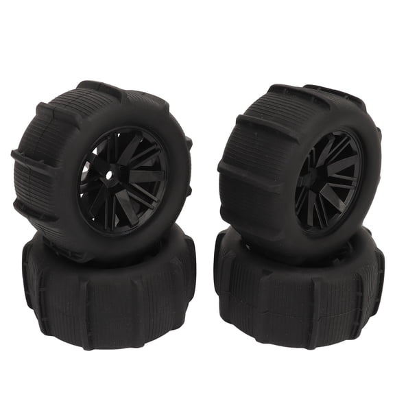 Yajisi 4pcs 12mm Hex RC Wheels and Tires Set for 1/14 Scale Remote Control Cars Off-Road Buggy Trucks Replacement Parts Upgrades, Black (3.15 inches / 80 mm)