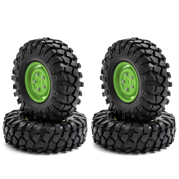 Yajisi 4pcs RC Rubber Crawler Tires Replacement Wheel Rims for 1/10 Scale Off-Road Vehicles Model Cars Trucks Green 110mm