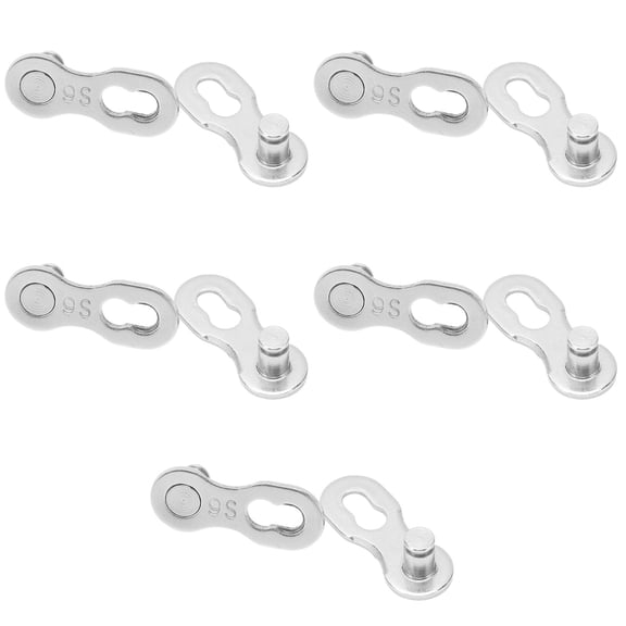 Yajisi 5 Pairs Bicycle Missing Link Quick Release Chain Master Link for 9 Speed Mountain Road Bikes, Corrosion Resistant Steel Easy Install Chain Connectors, Silver (4.0 inches / 10.16 cm)