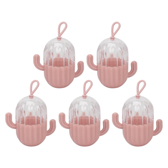 Yajisi 5 Pieces Cactus Shape Makeup Sponge Organizer Transparent Beauty Egg Storage Box Powder Puff Holder For Dresser Display Travel Home Essential Pink (7.08 inches / 18 cm)