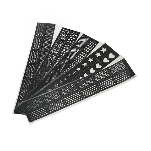 Yajisi 5 Sheets Nail Art Printing Template Stencil Kit, Hollow Out Nail Decals for DIY Gradient Dyeing Salon Stamping (8.27 x 1.97 inches / 21.0 x 5.0 cm)