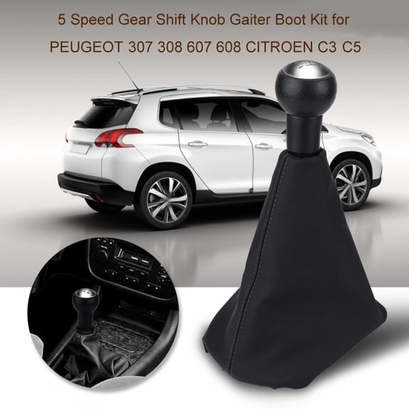 Yajisi 5 Speed Gear Shift Knob Gaiter Boot Kit for PEUGEOT 307 308 607 608 CITROEN C3 C5 Premium Automotive Interior Replacement Accessory 10.2 inches / 25.9 cm