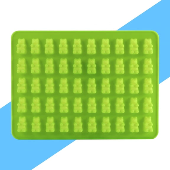 Yajisi 50-Cavity Gummy Bear Silicone Mold with Dropper, Professional Non-Stick Chocolate Candy Maker Tray, Red/Green/Blue (7.5 x 5.5 inches / 19.05 x 13.97 cm)