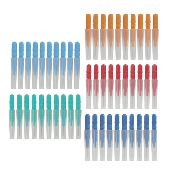 Yajisi 50 Pcs Tooth Interdental Brushes Set for Oral Dental Health, Teeth Cleaning Toothpick Cleaners with Protective Caps, Enamel-Safe Plaque Remover for Braces and Tight Spaces, Multi-color