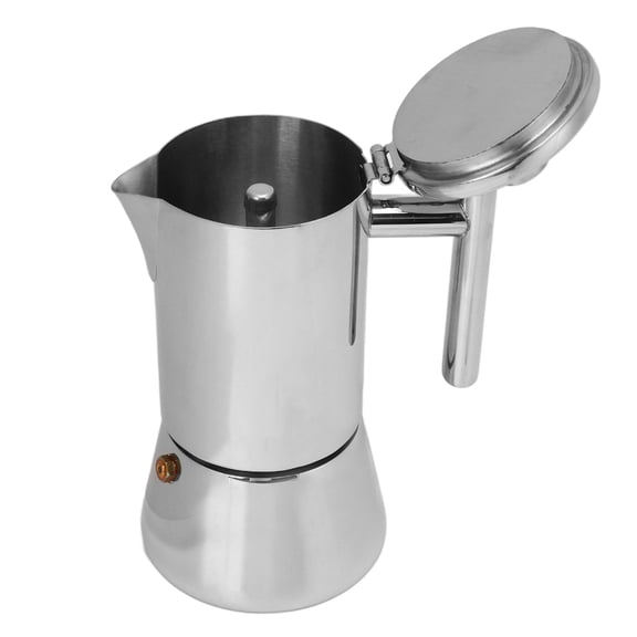Yajisi 500ml Stainless Steel Stovetop Espresso Maker, 10-Cup Capacity Moka Pot Coffee Brewer for Home Kitchen and Induction Cookers, Silver Finish Kitchen Tool (16.9 fl oz / 500 ml)