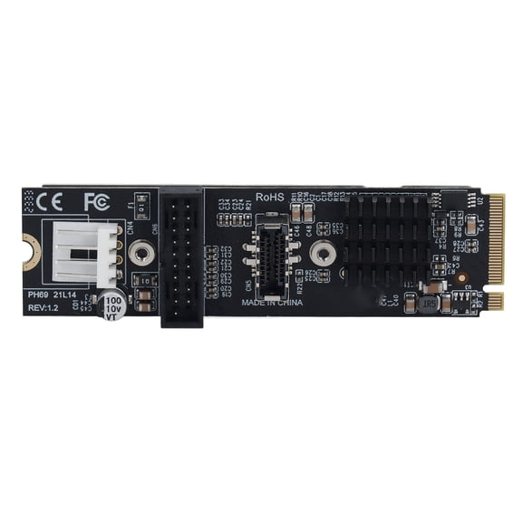 Yajisi 5Gbps Type E USB 3.1 Front Panel Socket M.2 M Key PCIe to USB 3.1 Front Expansion Card Adapter for Motherboard PCI Express Internal Converter (0.87 x 3.15 inches / 22 x 80 mm)