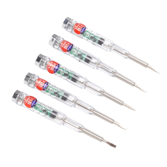 Yajisi 5Pcs Electrical Tester Pen with LED Color Light, Multi Functional Household Pocket Sized Voltage Detector Pen for 24V-250V Circuit Testing (0.65 inches / 16.5mm Exposed Bit)