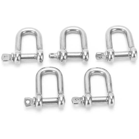 Yajisi 5Pcs M6 Straight D Shackle 304 Stainless Steel Rigging Hardware Hooks for Boat Marine Connection Hoisting Load 100kg/220.5lb Lightweight 125g/4.4oz