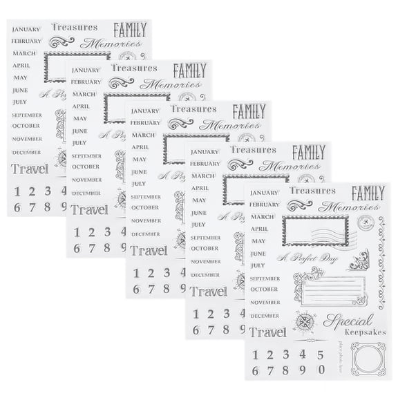 Yajisi 5Pcs Transparent Stamp Rubber TPR DIY Journal Craft Art Month Calendar Pattern Accessories Set for Scrapbooking, Card Making and Paper Crafts, Lightweight Clear Silicone Stamps