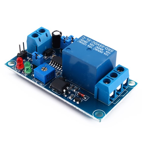 Yajisi 5V Adjustable Time Delay Timer Relay Module, Switch On/Off Cycle Trigger Circuit Board, 10A Load Capacity, 1 Pack (2.22 inches / 56.5 mm)