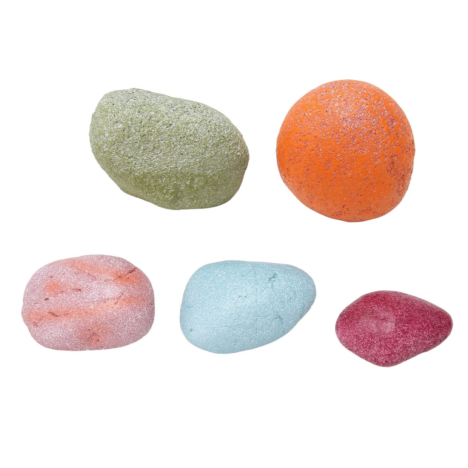 Yajisi 5pcs Fish Tank Decorative Colored Stones Innovative Landscaping Natural Colored River Rocks for Aquarium & Terrarium Setup 3.15 inches / 8.0 cm