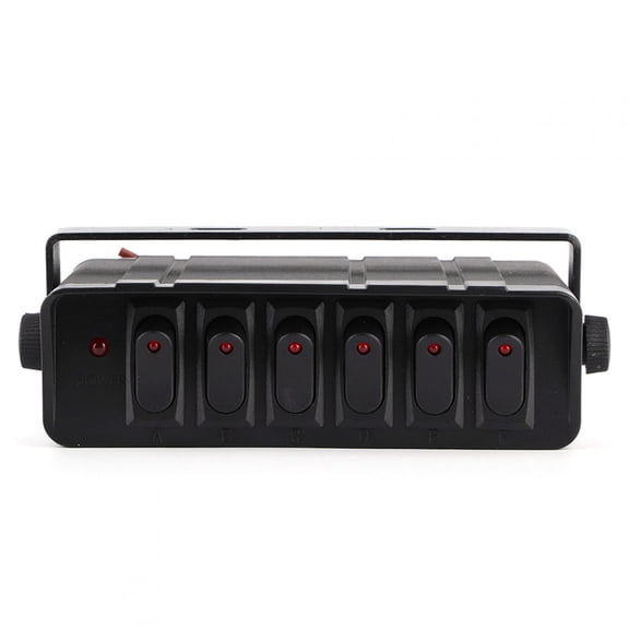 Yajisi 6 Gang Rocker Switch Box Controller 3P Red Light Universal waterproof panel for 12V 24V Car RVs Marine Boat Yacht (7.08x5.51x2.36 inches / 18x14x6 cm)