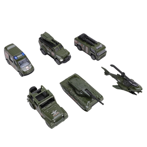Yajisi 6 Pcs Toy Cars Set Simulation Interactive Educational Pull Back Vehicle Toy Set for Kids Military Truck Collection Type B, 14.5 inches / 37 cm