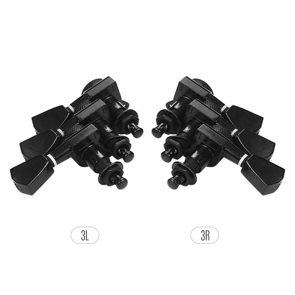 Yajisi 6 Pieces 3L3R Guitar String Tuning Pegs Locking Tuners Machine Heads Knobs for Acoustic Electric Guitars Replacement Accessories with Mounting Screws and Ferrules Black
