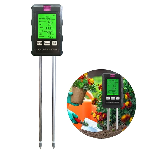 Yajisi 6-in-1 Intelligent Electric Soil Tester Digital Plant Moisture Meter pH Fertility Temperature Sunlight Air Humidity Tool
