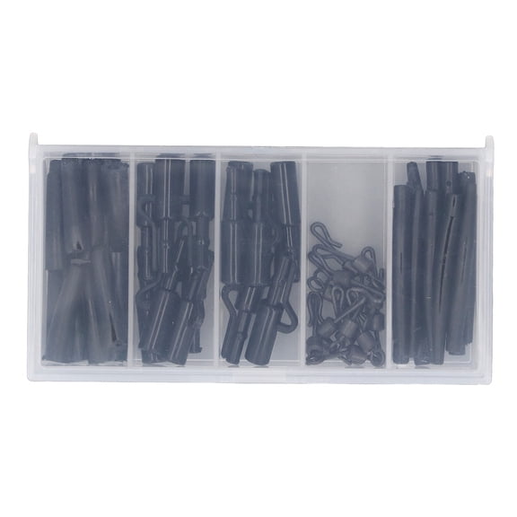Yajisi 60pcs Carp Fishing Terminal Tackle Kit Leader Clip Anti Tangle Sleeve Tail Rubber Change Swivel Set Box, 3.94 inches / 10 cm Pack Length, Essential Carp Fishing Accessories Collection