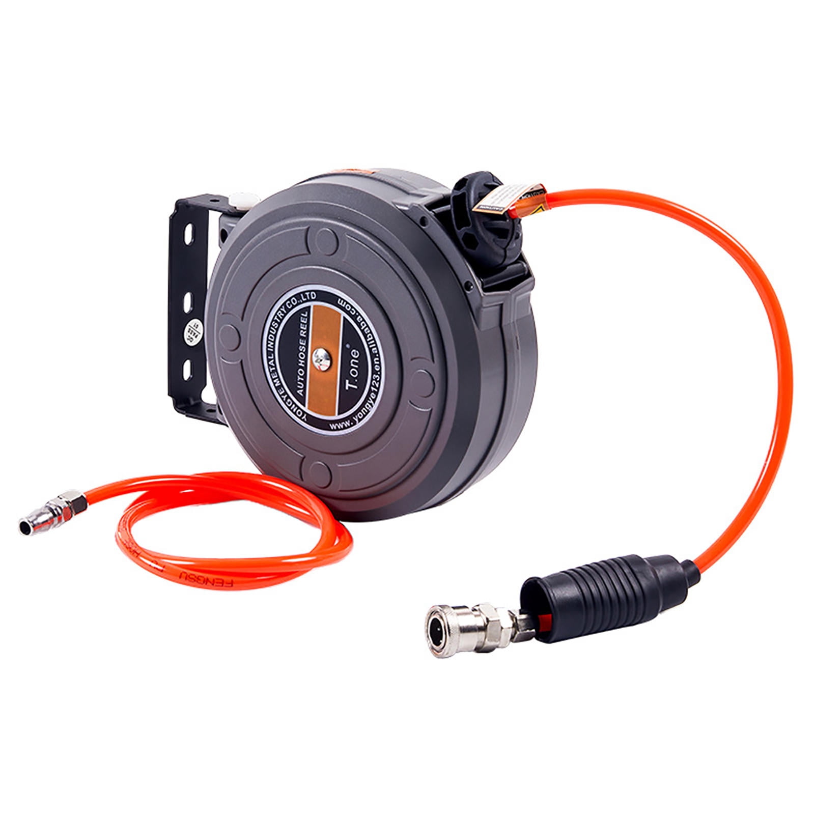 Yajisi 6M Automatic Retractable Air Hose Reel, 8mm PU Hose Wall-Mounted High Pressure Hose Reel for Garage & Workshop, 10.6x8.7x3.5in