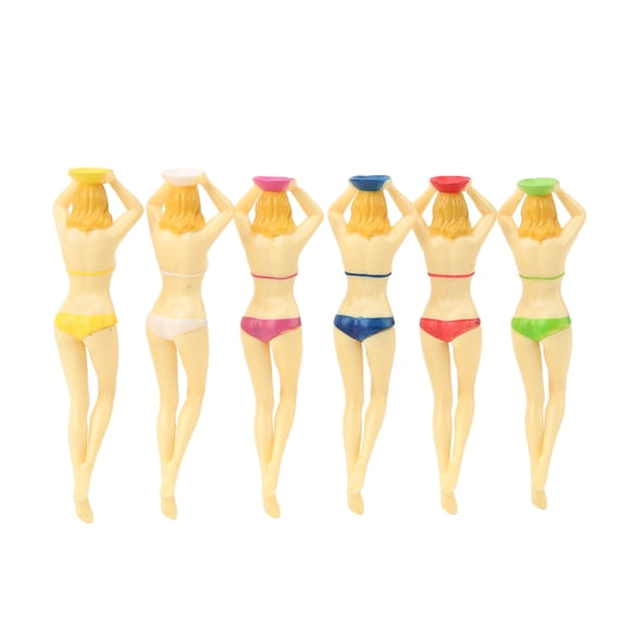 Yajisi 6PCS Funny Golf Tees Plastic Lady Bikini Girl Golf Tees for Golf Training Accessories Red White Green Yellow Pink Blue Unbreakable 4.72 inches