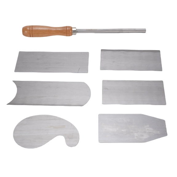 Yajisi 6PCS Multi Shaped Card Scraper Set Manganese Steel Cabinet Scraper Cards with Burnisher for Woodworking Project Hand Tool Set (13.78 in / 35.00 cm)