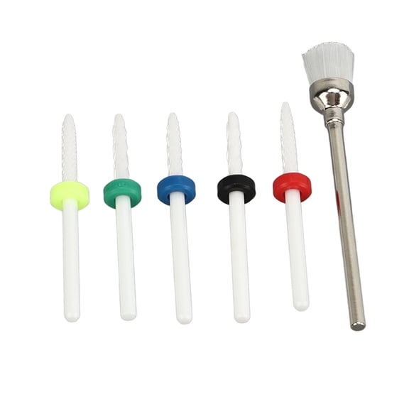 Yajisi 6pcs Ceramic Nail Drill Bit Set Professional Home Salon Cuticle Remover Bits for Novice 3.15 inches / 8 cm