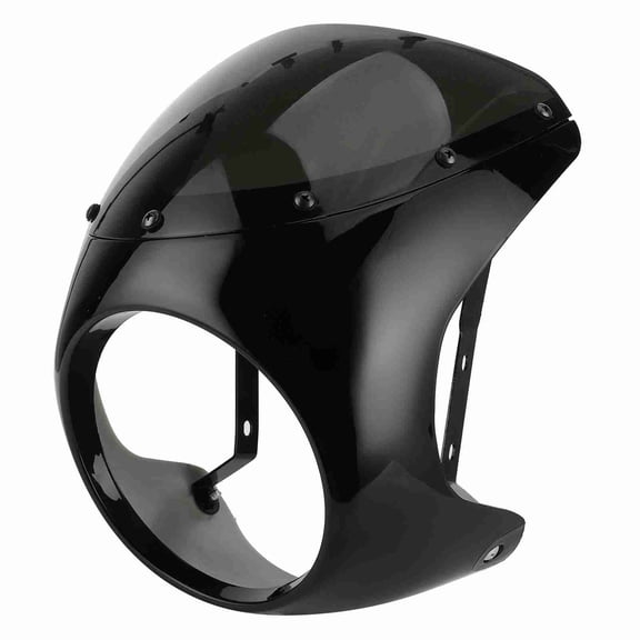 Yajisi 7 Inch Headlight Fairing Wind Deflector Windshield Universal for Motorcycle, Glossy Black with Black Lens, 1 Piece