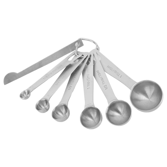 Yajisi 7-Piece Stainless Steel Measuring Spoons Set with Leveler, Heavy Duty Metal Measure Spoons for Dry and Liquid Ingredients, Essential Kitchen Gadgets for Baking and Cooking (1.5 in / 3.8 cm)
