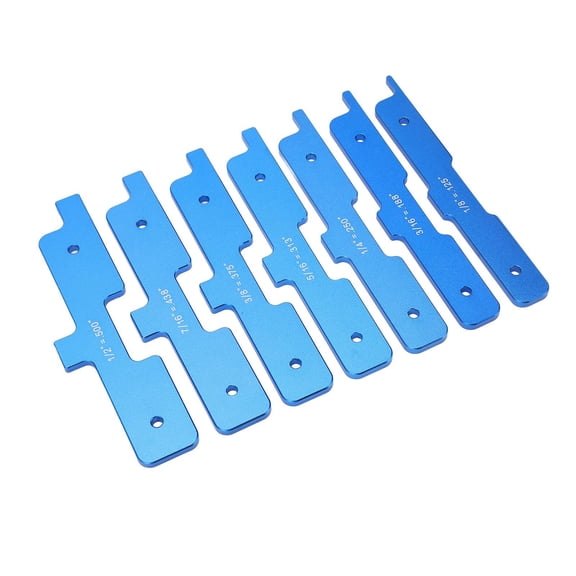 Yajisi 7Pcs Precision Setup Bars Gage Block Set, Aluminum Alloy Clear Scale Woodworking Router Table Height Measuring Block, Blue (7.09 in / 18 cm)