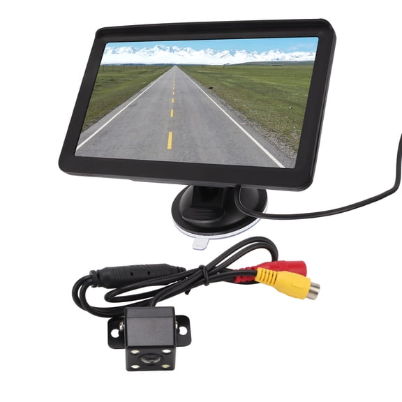 Yajisi 7in / 17.78cm High Definition Reverse Parking Monitor 170° Wide Angle Night Vision Rearview Backup Camera System for RV Trailer Truck 4LED Light Camera Black