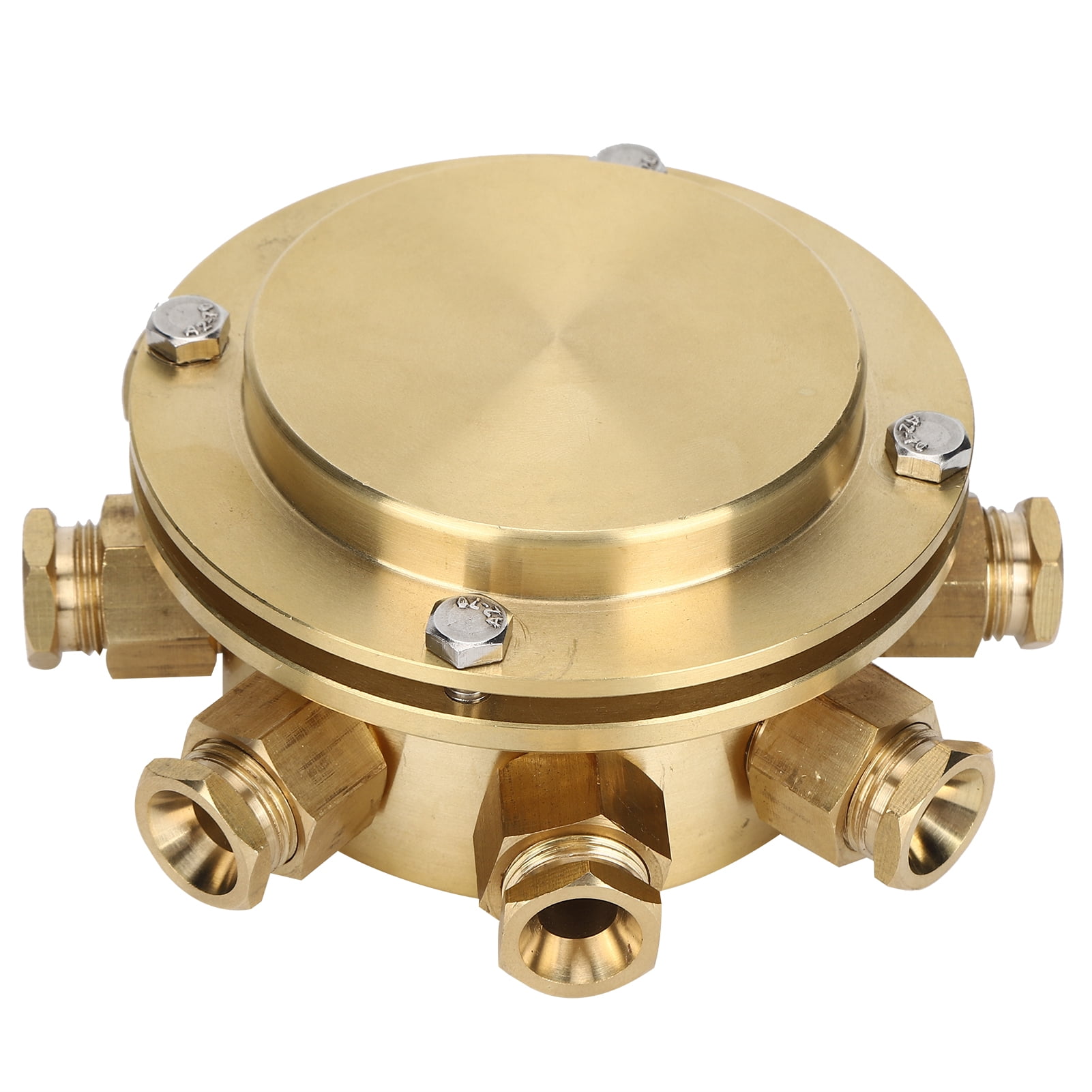 Yajisi 8-Hole Waterproof Underwater Junction Box for Outdoor Equipment Light, Alloy Copper Material 5.5 inches / 14 cm Diameter, Heavy Duty Electrical Box for Garden Fountain and Tunnel