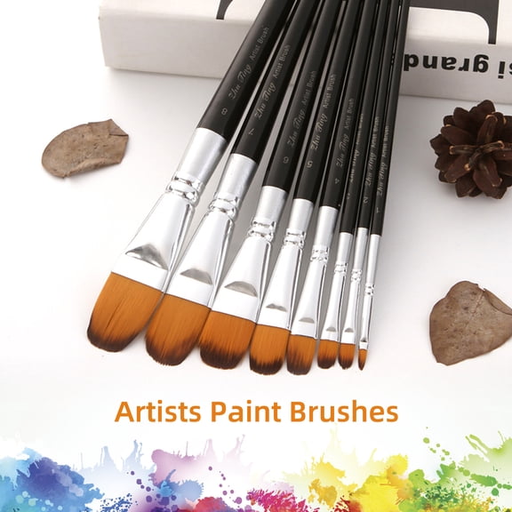 Yajisi 8-Piece Premium Paint Brush Set with Filbert Tips, Nylon Hair, Copper Ferrules, and Wood Handles for Acrylic, Oil, Watercolor, Gouache, Nail, Body, Face Art, and Craft Supplies[cite: 1]