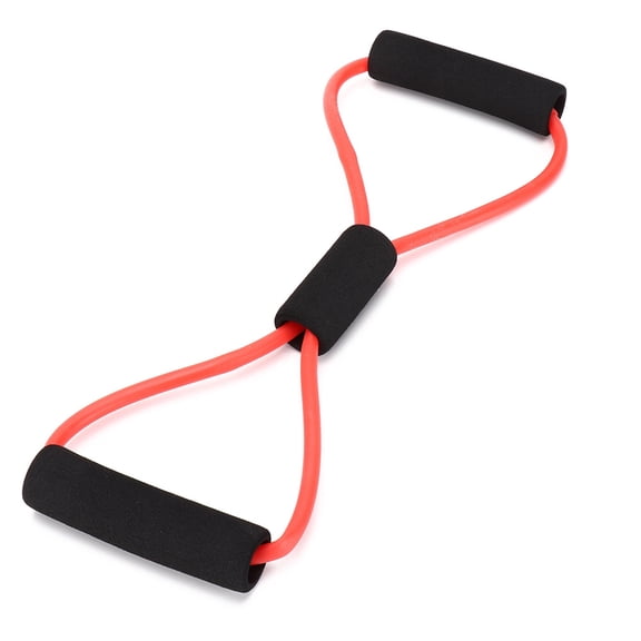 Yajisi 8 Shaped Elastic Fitness Pulling Rope Chest Expander Yoga Body Slimming Tension Band Red for Home Gym Workout Core Strengthening Anti-Slip Handles 8.66 inches / 22 cm Length