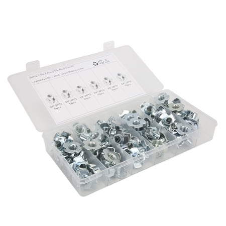 Yajisi 80Pcs 3/8-Inch Carbon Steel Four Claw Nuts, Silver Hardware Tee Nuts Assortment Kit for Furniture, Cabinet, and RV Door Connection, Durable Rust Resistant Replacement Parts