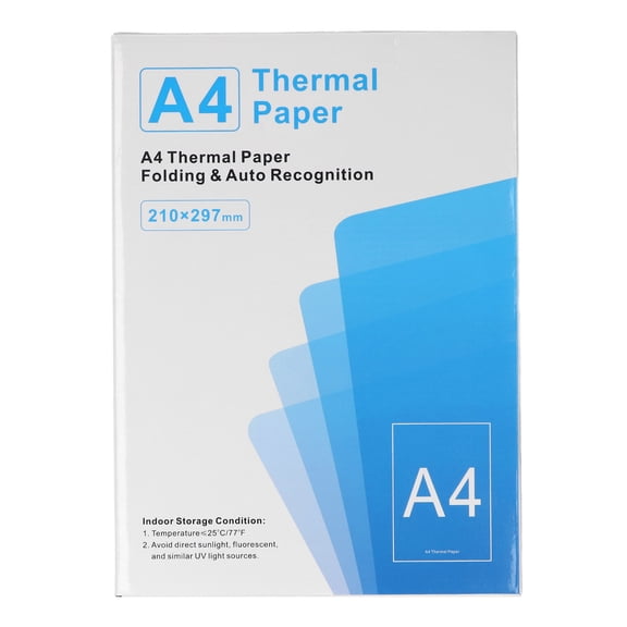 Yajisi A4 Thermal Printing Paper for Portable Printer, Inkless Folded Quick Dry Replacement Paper, Multifunctional 100 Sheets Office Supplies, 8.3 x 11.7 inches / 210 x 297 mm
