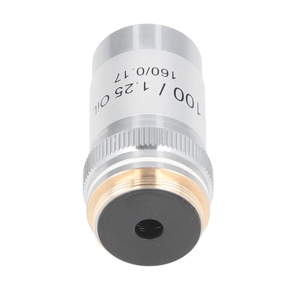 Yajisi Achromatic Objective Brass Chrome Plated 100X High Power Microscope Lens Standard RMS Interface 20.2mm (0.80 in) High Resolution for Biological Use