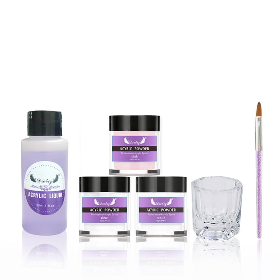 Yajisi Acrylic Nail Kit, Powder & Liquid Set with Brush, 3 Colors, DIY Tools, 6.69x5.12x1.18 in / 17x13x3 cm, 5.71 oz / 162 g