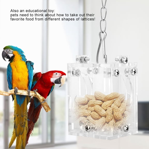 Yajisi Acrylic Parrot Feeder Puzzle Toy, Bird Foraging Box Food Basket for Cockatiels, Conures, African Greys, Macaws, Interactive Pet Dispenser Cage Accessories, 5.51 inches / 14 cm