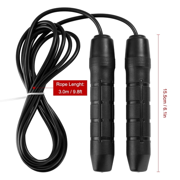 Yajisi Adjustable Jump Rope for Fitness and Exercise, Tangle-Free Speed Skipping Rope with Soft Anti-Slip Handles, Built-in Steel Bearing, 9.8 ft / 3 m Length for Workout, Cardio Training, Black
