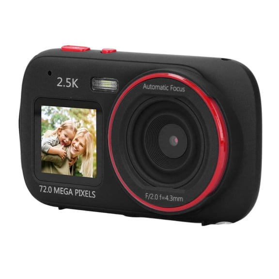 Yajisi Advanced Dual Screen Digital Camera, 72MP 2.5K Vlogging Pocket Cam with 16X Digital Zoom, Autofocus Anti Shake Point and Shoot Camera, Black (2.4-inch / 6.1 cm Main Screen)