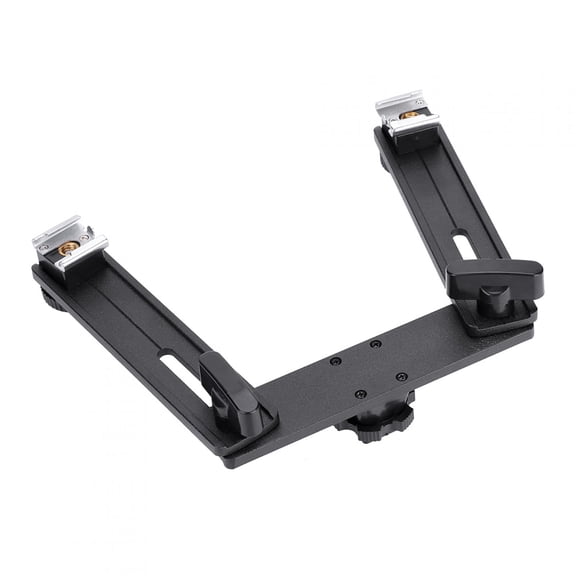 Yajisi Aluminum Alloy Camera Flashlight Speedlite Bracket Holder Stand with Double Hotshoe Mount for DSLR Photography Media Session and Weddings (4.9 inches / 12.5 cm)