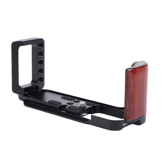 Yajisi Aluminum Alloy L Shape Handgrip with Solid Wood Handle Quick Release Plate Bracket for Fujifilm XT30 XT30II XT10 XT20 Camera Vertical Video Stabilizer Mount Accessory Kit, Black