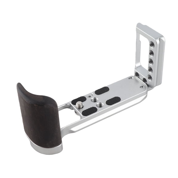 Yajisi Aluminum Alloy L Shape Handgrip with Solid Wood Handle Quick Release Plate Bracket for Fujifilm XT30 XT30II XT10 XT20 Camera Vertical Video Stabilizer Mount Accessory Kit, Silver