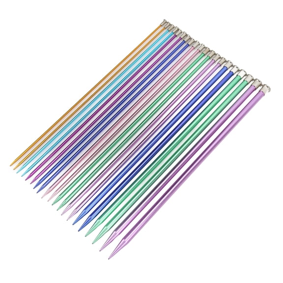 Yajisi Aluminum Knitting Needles Set, 10 Pairs Multicolor Single Pointed Sweater Stick Needles (13.8 inches / 35 cm)