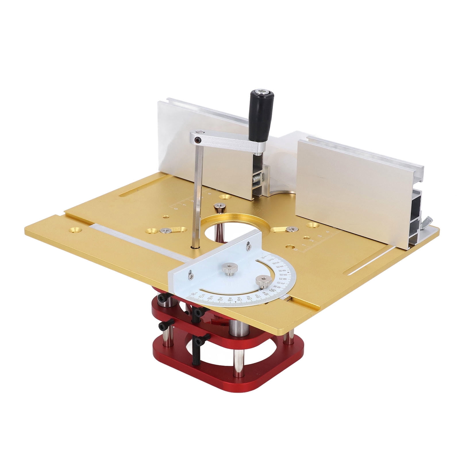 Yajisi Manual Lifting Router System Kit Aluminum Alloy Stainless Steel 2in Lift Stroke Universal Woodworking Router Table Base, 11.8x9.8x9.8in