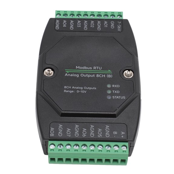 Yajisi Analog Output Module 8 Channel 12 Bit DA Conversion RS485 RTU Industrial Analog Output Board DC 7-36V Data Acquisition Device for Automation Systems