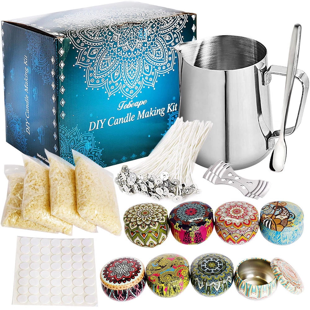 Yajisi Aoresac Complete DIY Candle Making Kit with Natural Beeswax, Wicks, and Tins for Beginners and Parties