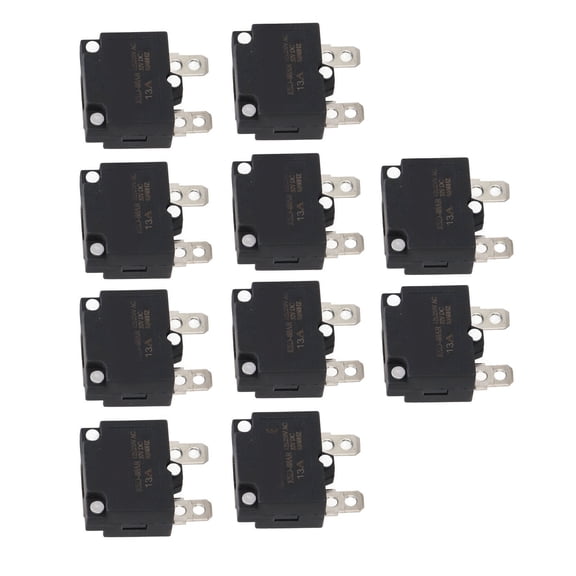Yajisi Auto Reset Overload Fuse Switch Protector, 13 Amps Circuit Breaker Components for Kids Power Ride On Vehicle Toy Replacements, AC 125V/250V DC 32V Inline Safety Devices, 10 Pack