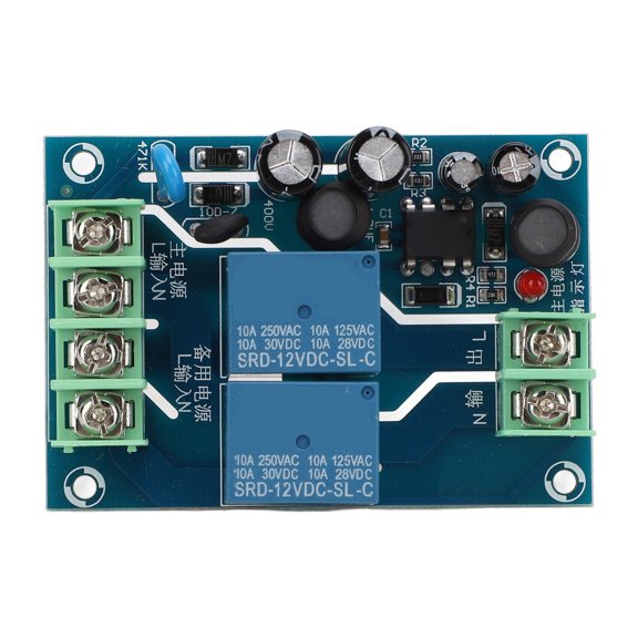 Yajisi Automatic Power Switching Module 220V 10A Dual Power Supply Switch Controller Board, 2 Channels 2 Input 1 Output Emergency Changeover Switch, 5.91 inches / 15 cm Length