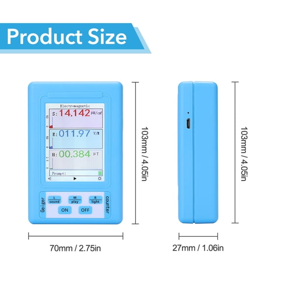 Yajisi BR-9A Handheld Electromagnetic Radiation Detector High Accuracy EMF Meter Portable Digital Tester for Home Substation Blue