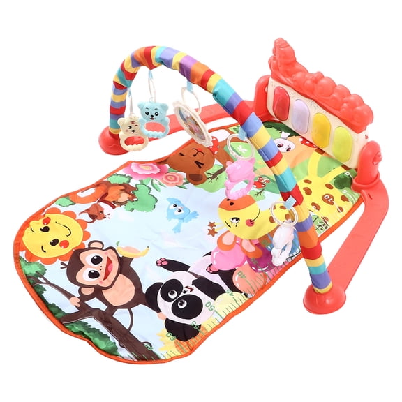 Yajisi Baby Gyms Play Mats Musical Learning Walker Multi Functional Piano Gym Activity Mats Red Forest Theme Interactive Newborn Fitness Equipment Toy For Infant Toddler (16.14 in / 41 cm)