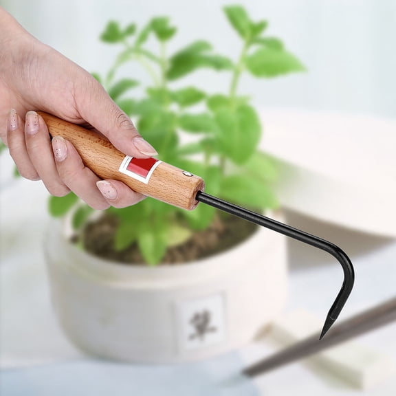 Yajisi Bonsai Root Hook Heavy Duty Iron & Beech Wood Gardening Tool with Ergonomic Handle